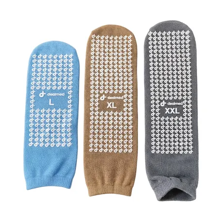 Slipper Socks Large, Blue, Double tread, 48/Cs
